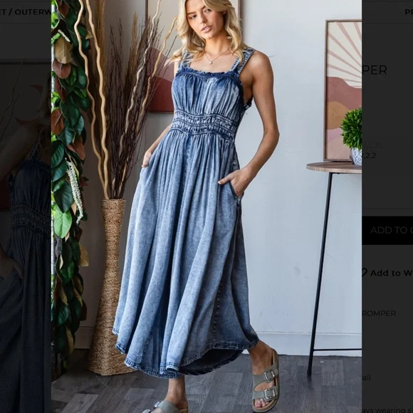 Oli & Hali Washed Blue Wide Leg Jumpsuit - Picture 3 of 9